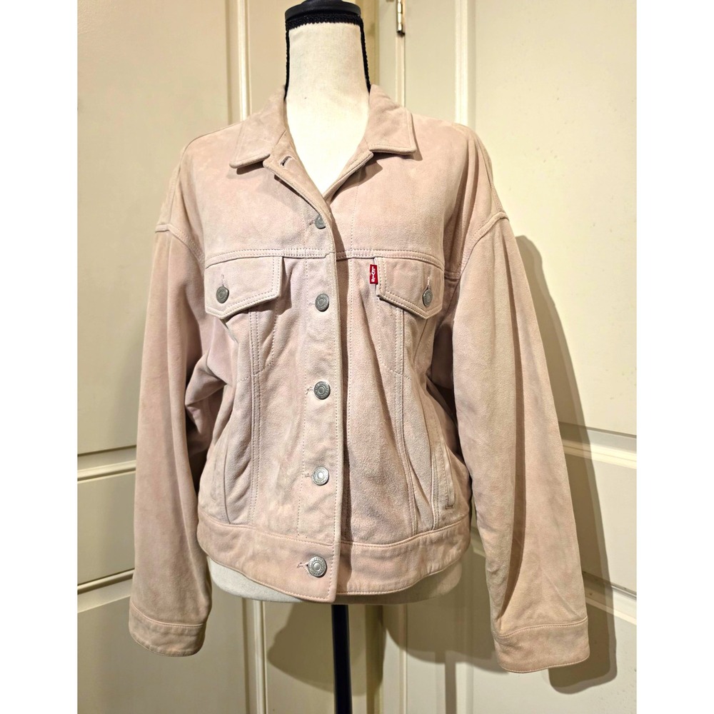Levi's Premium Genuine Goat Suede Trucker Jacket Women's L Rare Blush Color